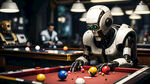 台球，台球桌，机器人，写实，机器人细节加强，赛博朋克