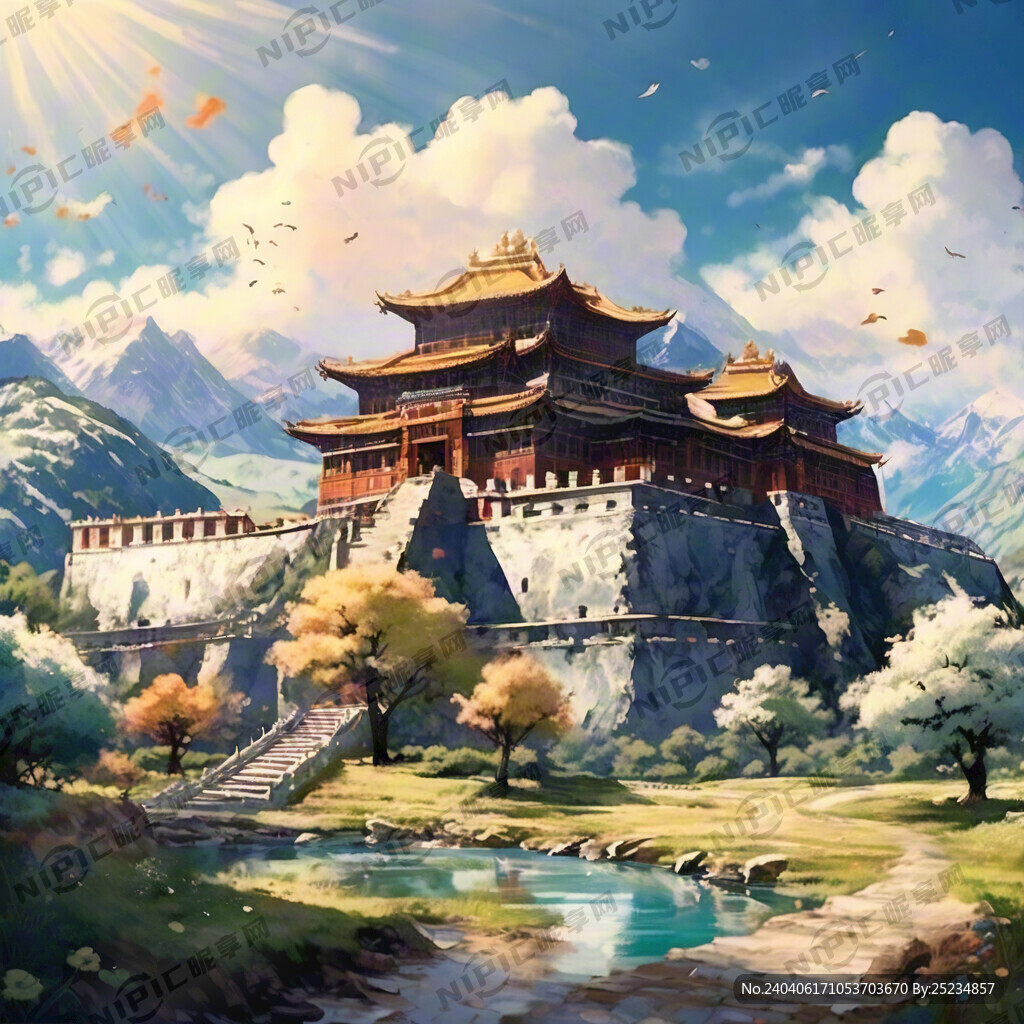 雪山 湖泊 草甸 自然风光