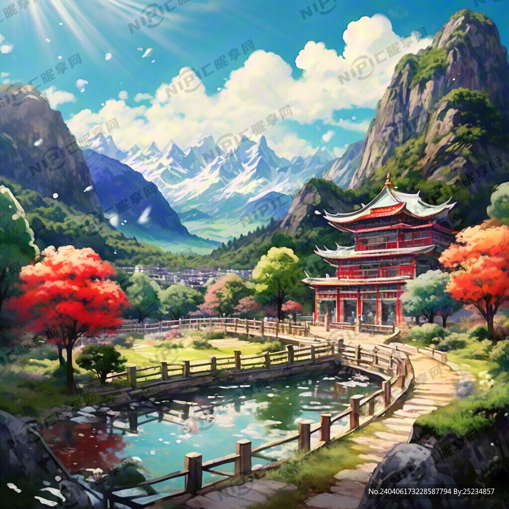 雪山 湖泊 草甸 自然风光