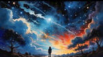 蓝色宇宙绚烂星空