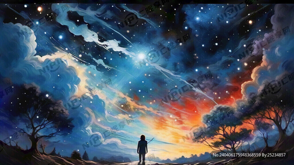 蓝色宇宙绚烂星空