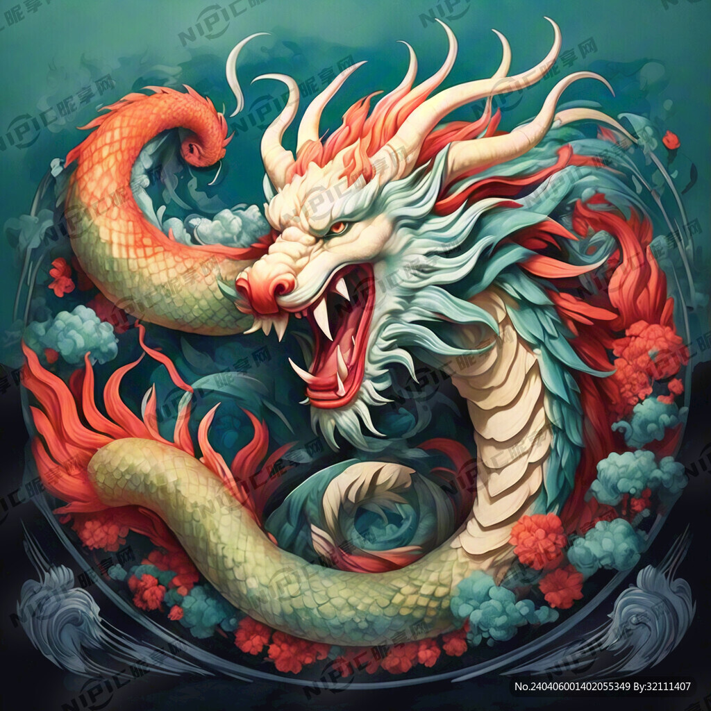 AI创作图四神兽青龙平面画面nipic.com-昵图网
