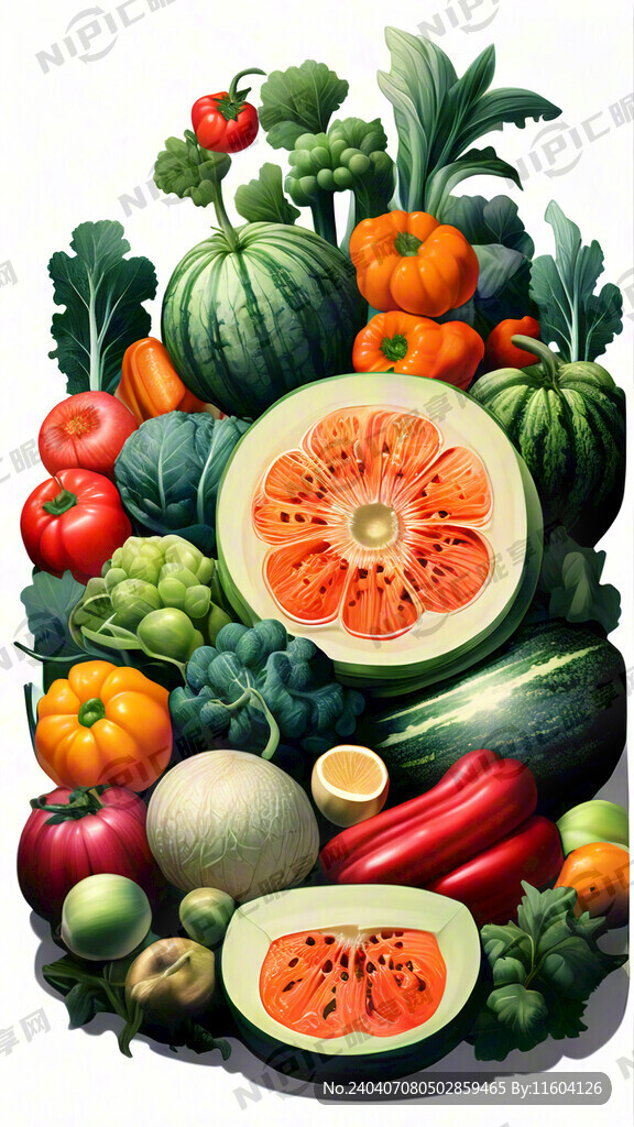 瓜果花卉蔬菜插画
