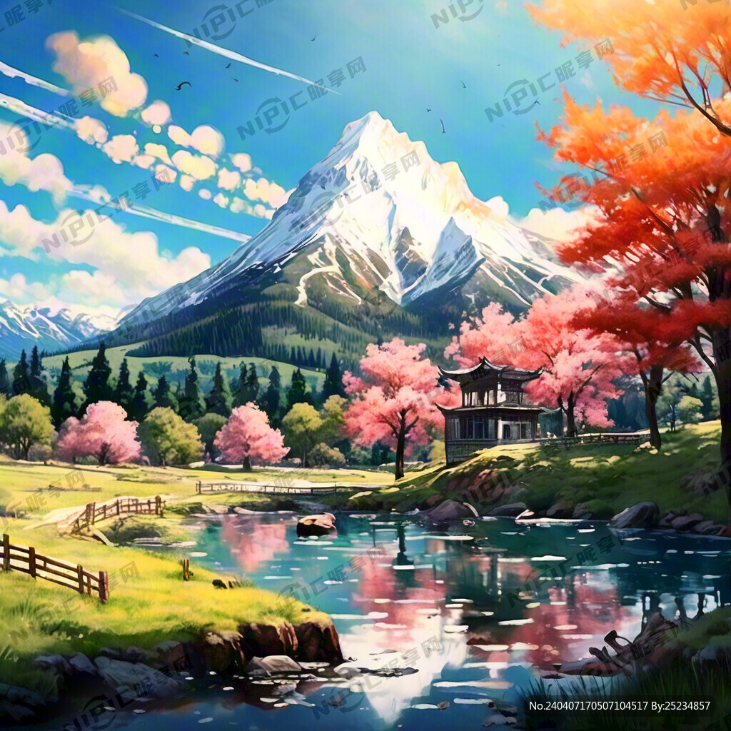 雪山 湖泊 草甸 自然风光