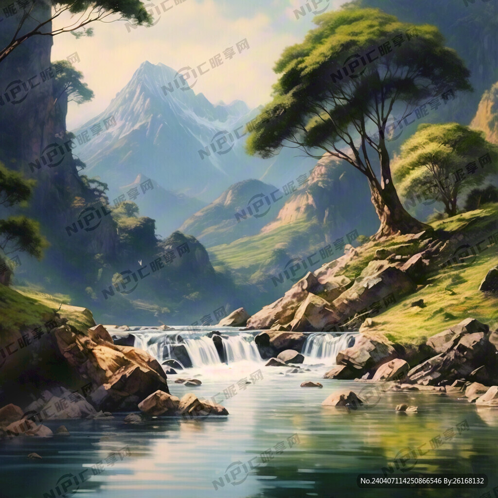 清新 远山 流水