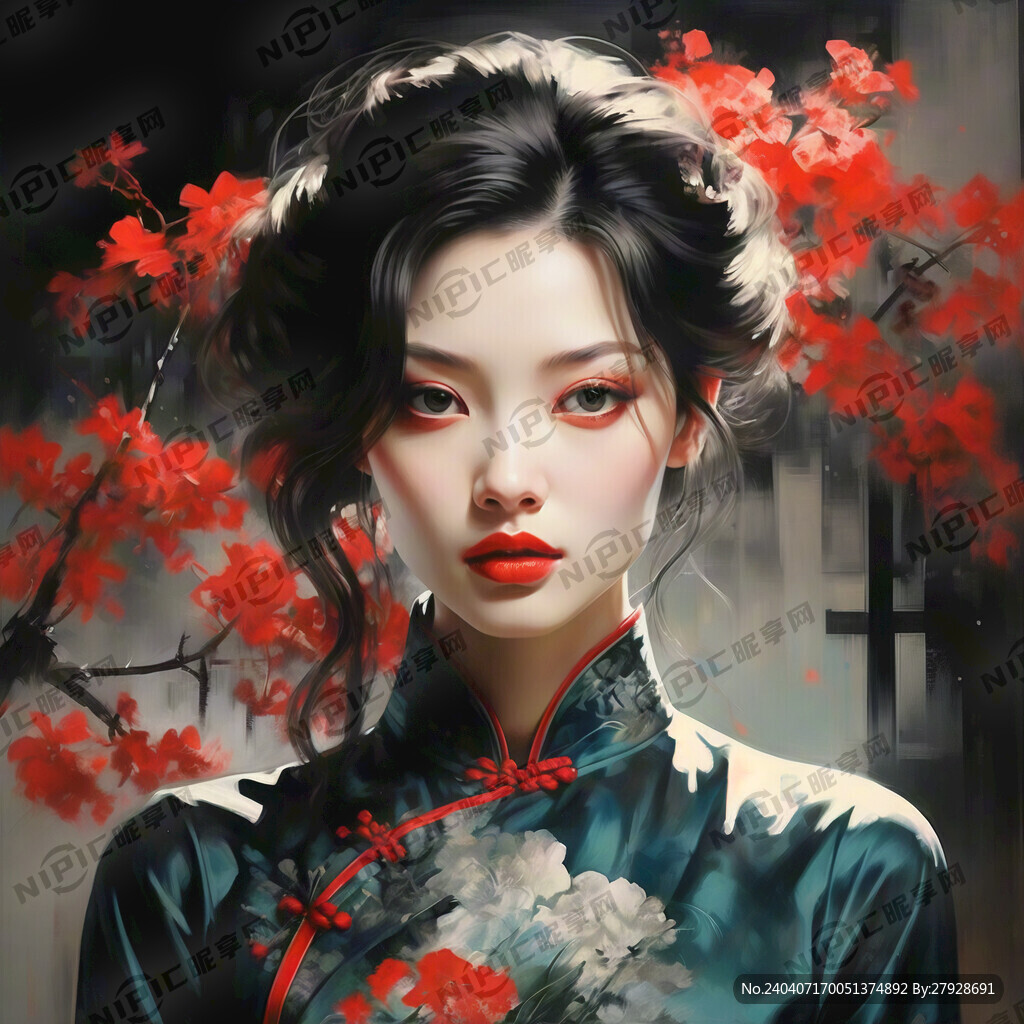 妖冶 神秘 美丽 穿旗袍的女子