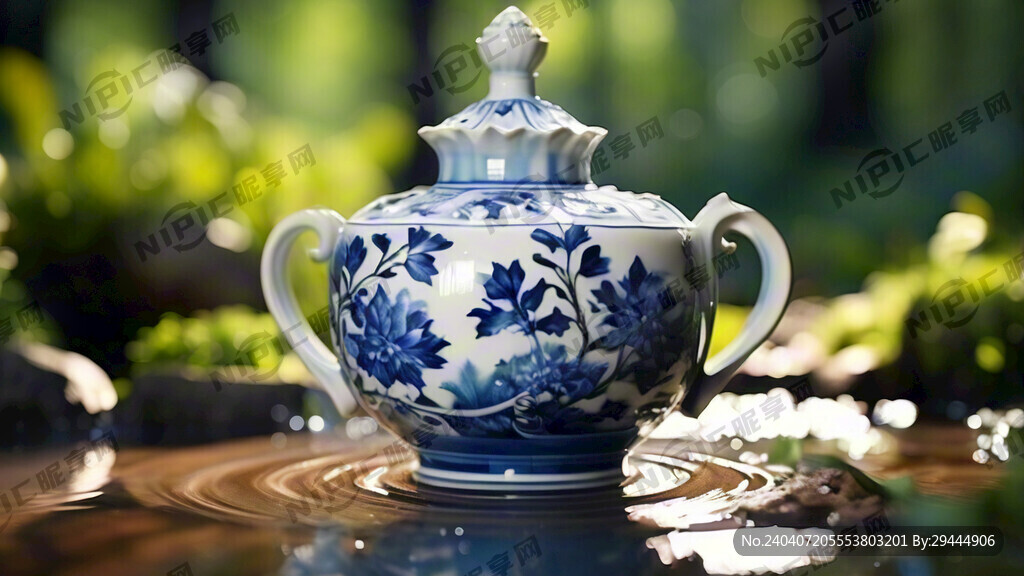 林间甘泉 青花瓷配色 清新淡雅