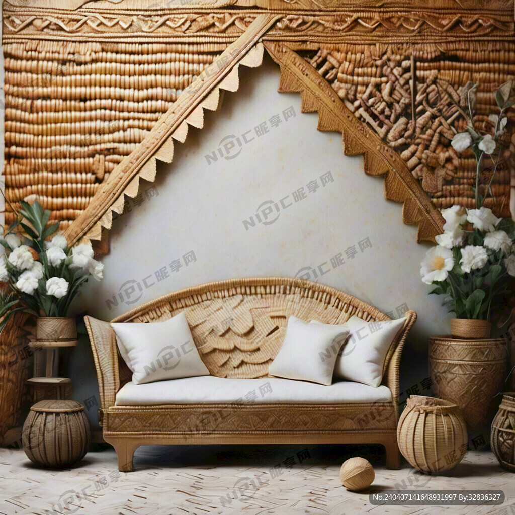 编织箩筐传统文化背景墙