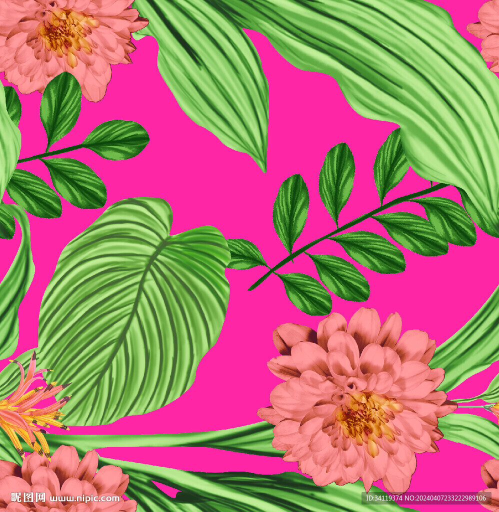 手绘花   数码印花