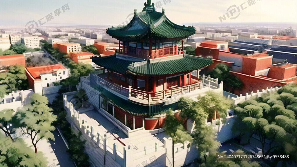 设计一个四合院空中鸟瞰图