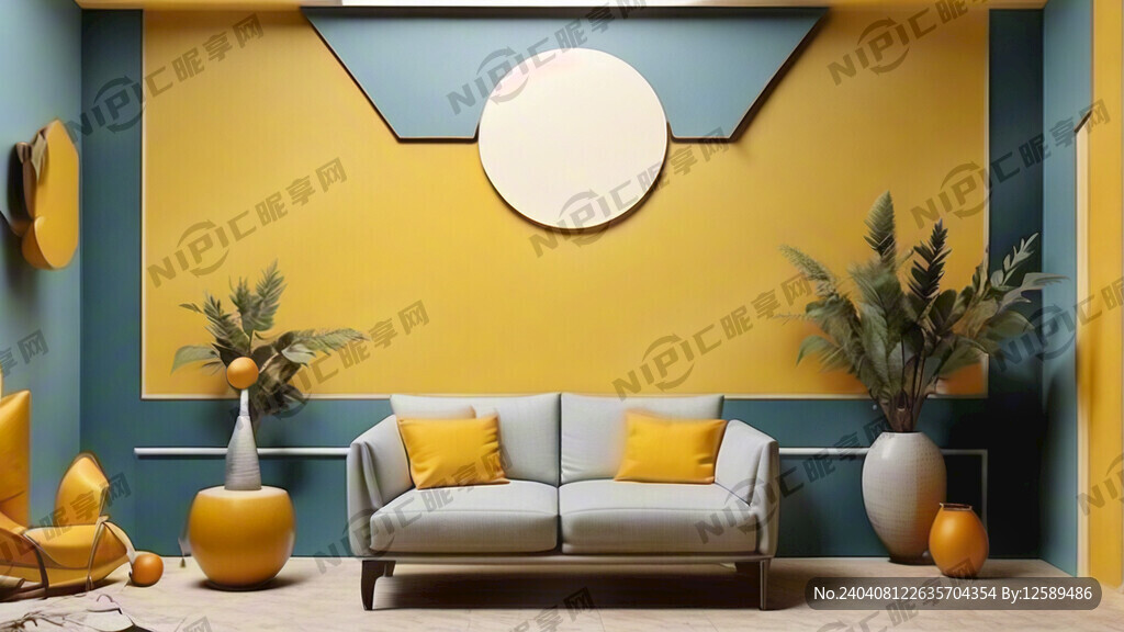 背景墙 黄色系 简约 带线条