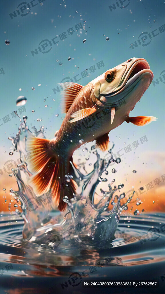 罗非鱼跳出水面  水花