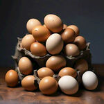 一堆褐壳鸡蛋