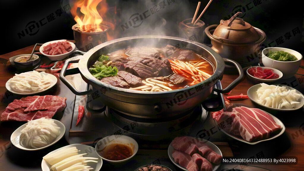 牛肉火锅桌景图