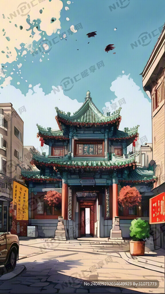 请给我画一个天津古文化街牌楼的