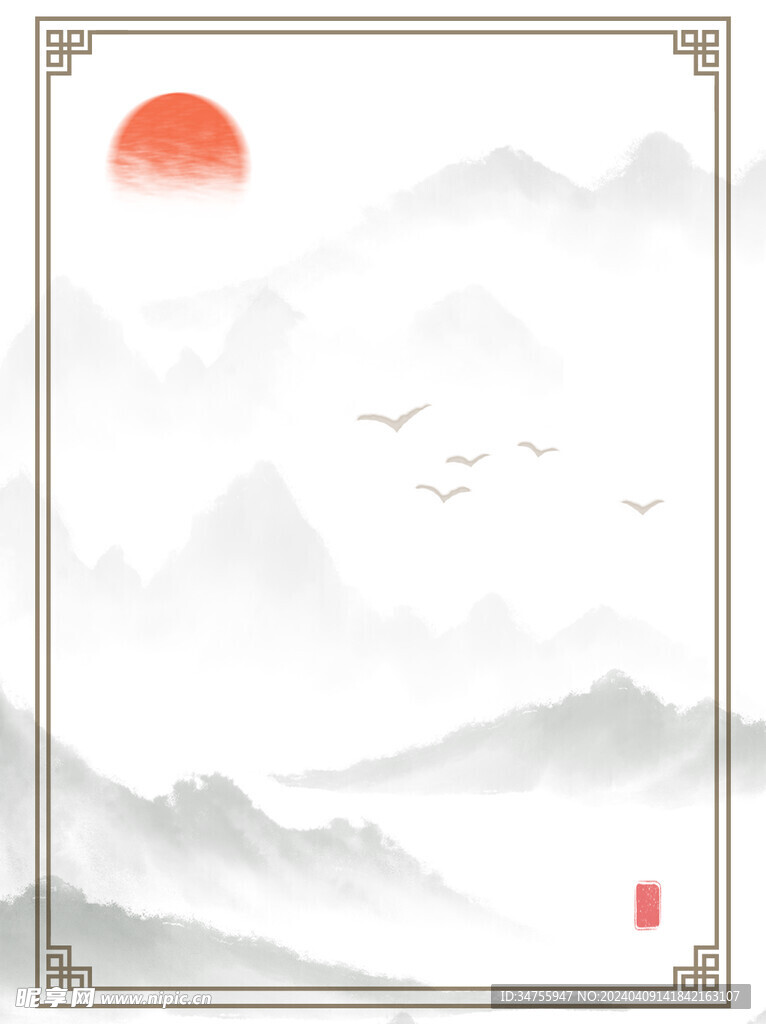 中国古风山水墨画