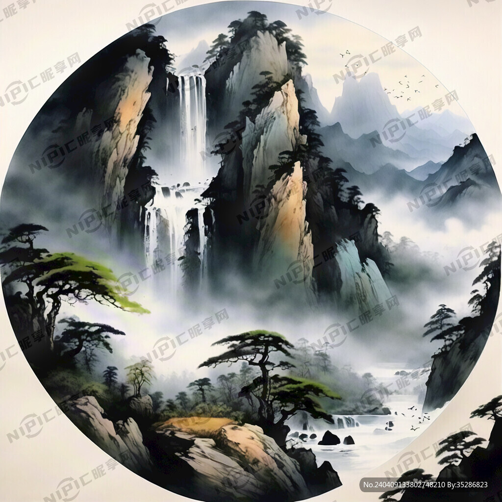 山谷 中国风 中国画 山水