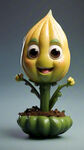 植物山葵，可爱卡通形象，绿色一眼能看出来是山葵，要瘦