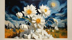 油画白色立体大花朵