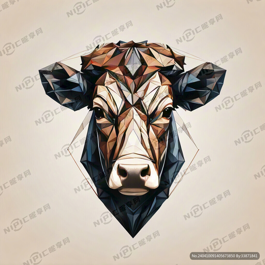 牛由几何线条构成 要牛的正面