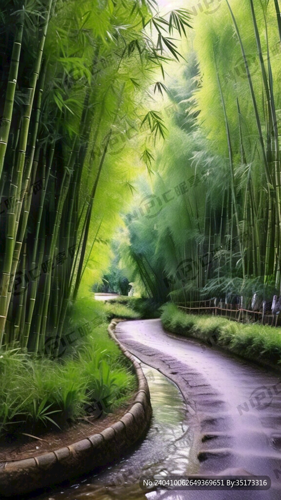 竹林流水乡间小路