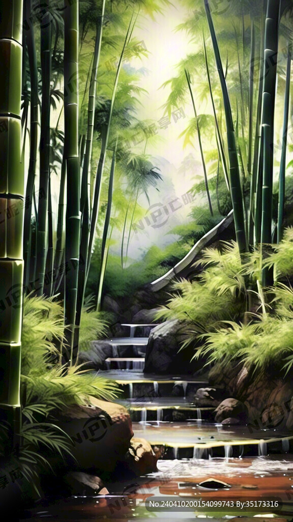 高清玄关竹林竖画
