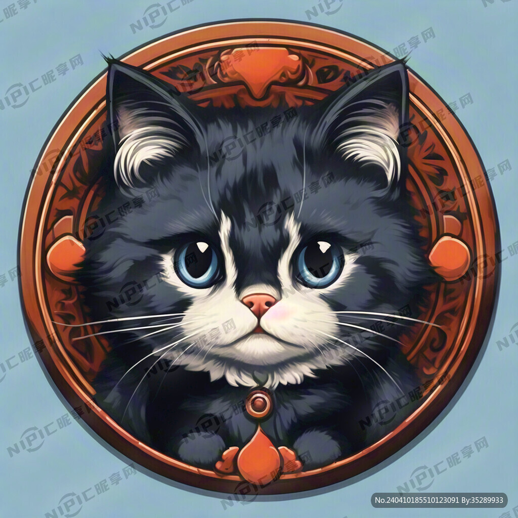 关于瓦猫的圆形图标可爱