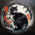 关于瓦猫的圆形图标中国传统文化