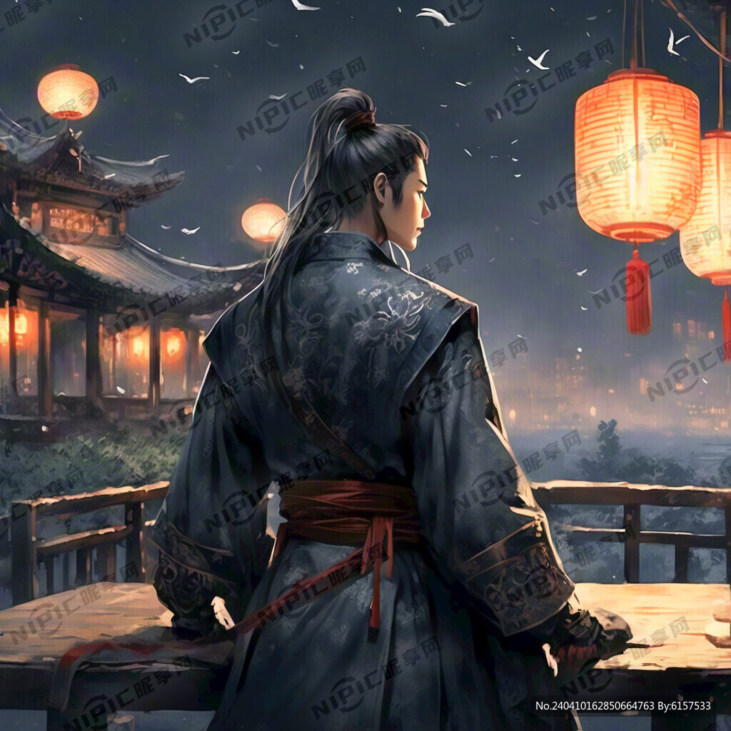 夜晚 背景是一栋俯视的