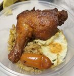 大鸡腿烤肠饭