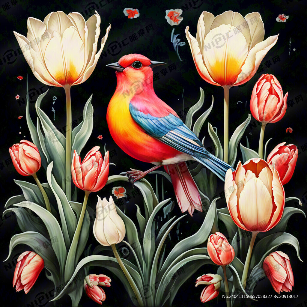 花 鸟 郁金香