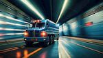隧道 油罐车 急速行驶 速度感 科技感 霓虹灯 蓝色