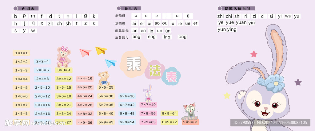 乘法表桌垫