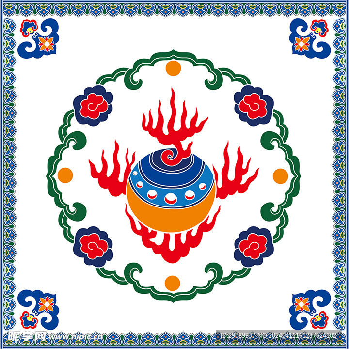 藏族经典底纹花边边框