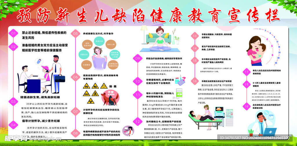 预防新生儿缺陷健康教育宣传栏