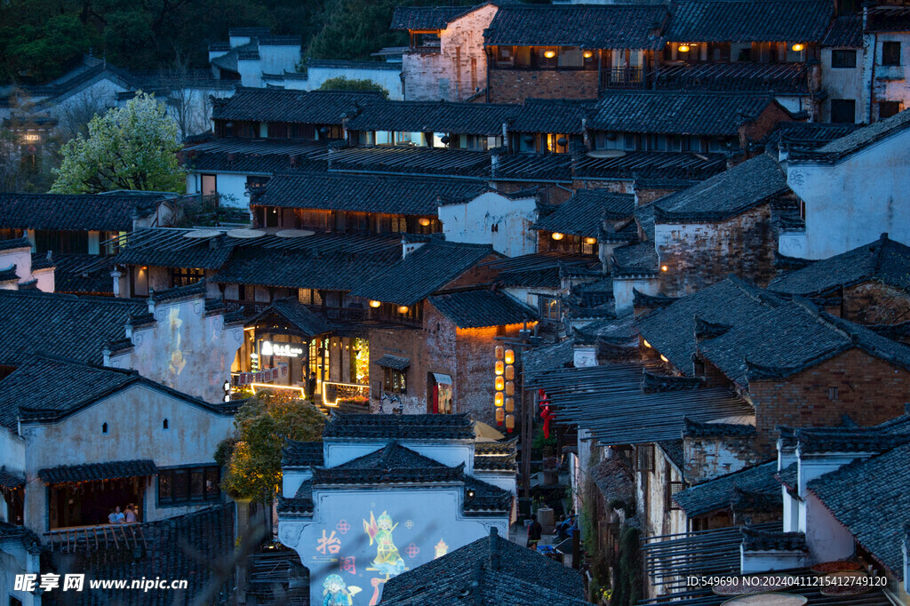 婺源篁岭夜景图片