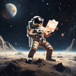 太空人 星球上，刮刮卡 中奖得到礼物 ，非常开心