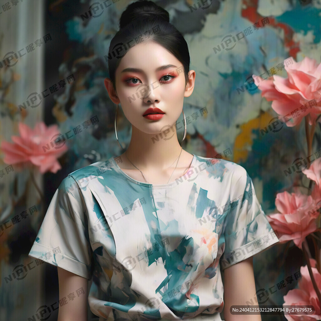 美妆模特 上半身 夏季服装