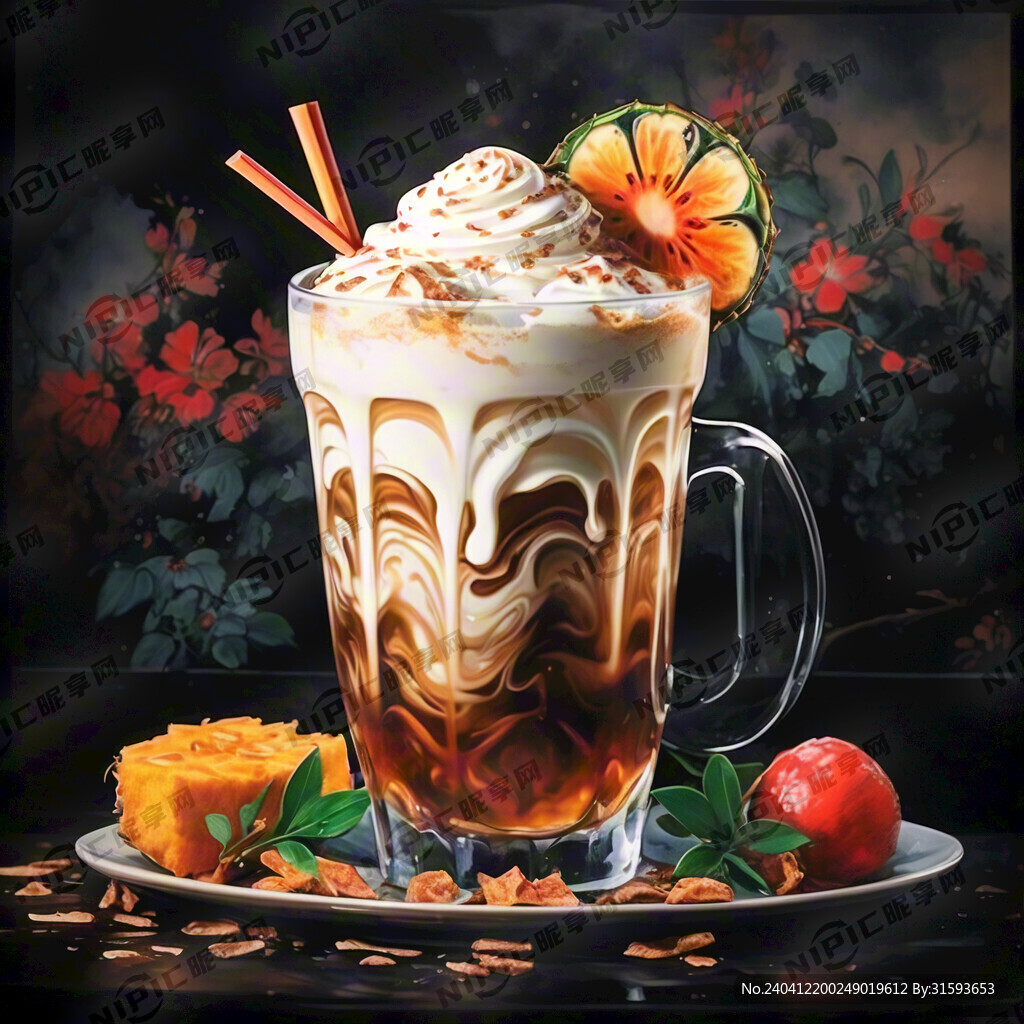 冰咖啡 上面有奶油拉花