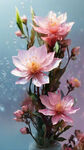 水晶花，透明底，春日，粉色，花丛，晶莹剔透，精致，花瓣透明，花丛，蔓延