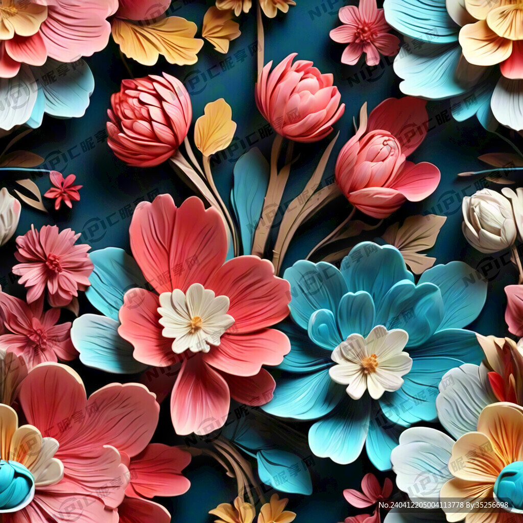 3D墙纸花朵 层次丰富