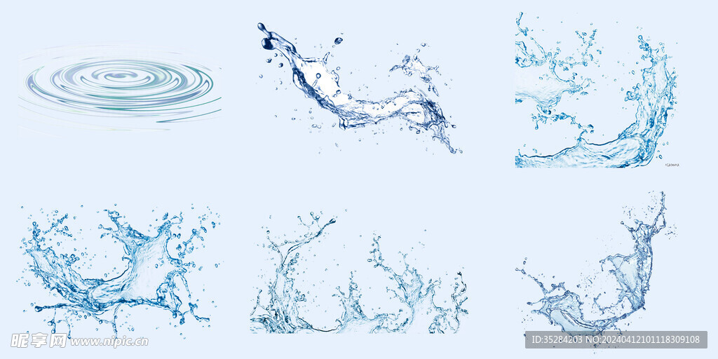 蓝色水滴水珠飞溅特效素材