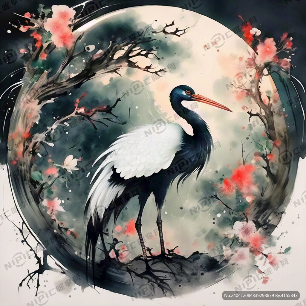 国画仙鹤