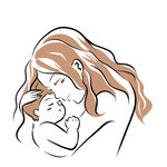 母亲怀抱婴儿插画