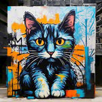 涂鸦高冷猫米歇尔巴斯奎特风格风格抽象