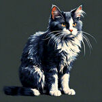 猫   纯净背景   纯色全身  凯斯哈林风格  涂鸦锋利的插图   大胆的线条    邋遢美