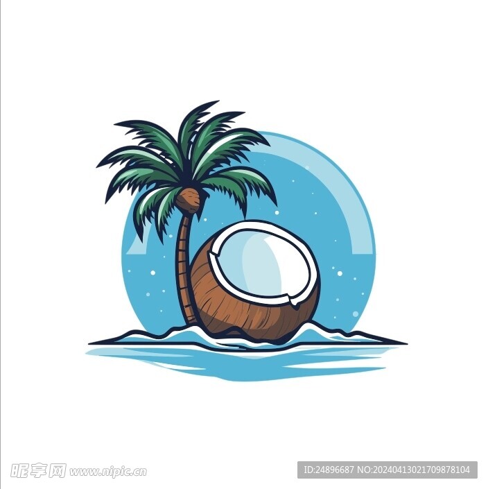 椰子树logo卡通矢量图