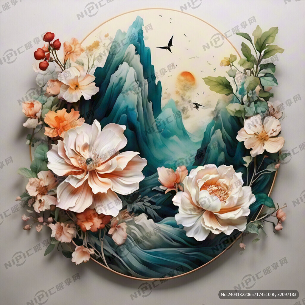面料花 山水中国风系列