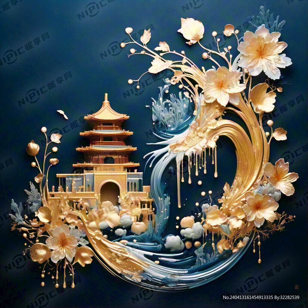 克莱因蓝 金色瀑布 中国古城