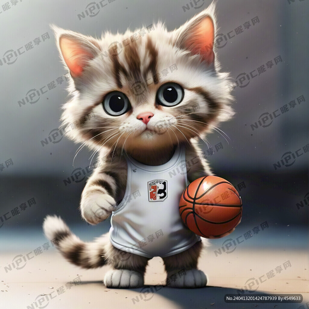 卡通形象 动物 猫 打篮球